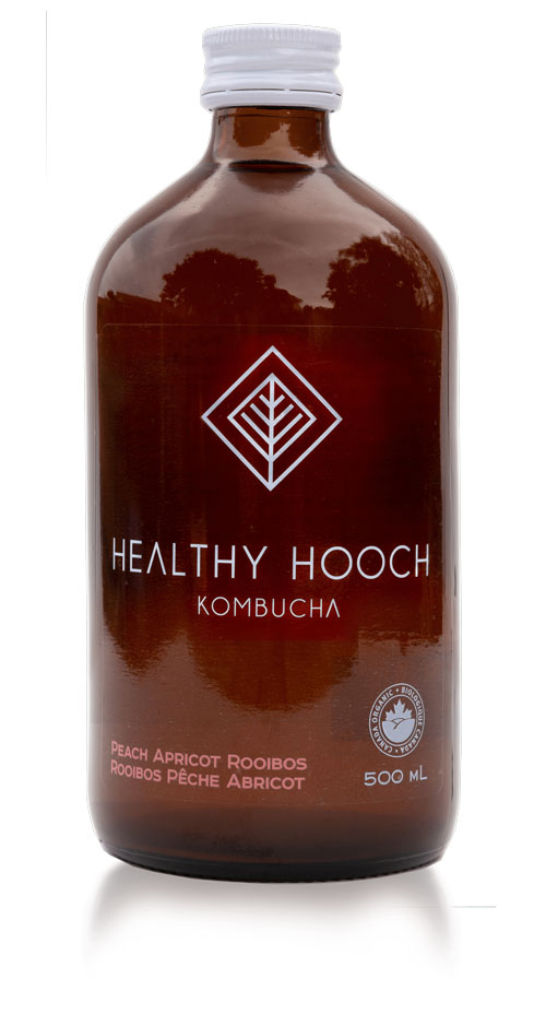 product bottle of the peach apricot rooibos kombucha flavour
