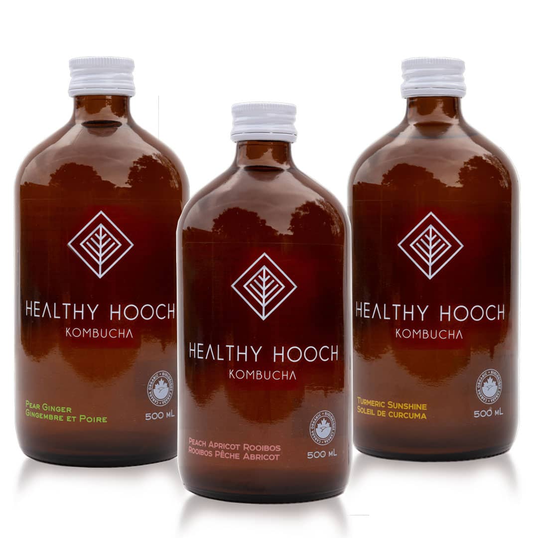 3 bottles of healthy hooch kombucha